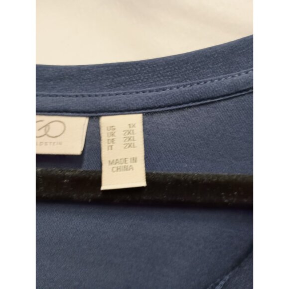 LOGO By Lori Goldstein Womens Midi Dress Sz 1X Navy Minimalist Lagenlook Modest - Picture 6 of 10